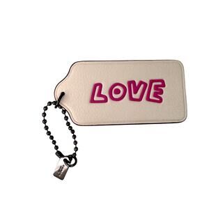 Coach x Keith Haring Love Keychain White Pink Leather Fob Valentine's Day NEW